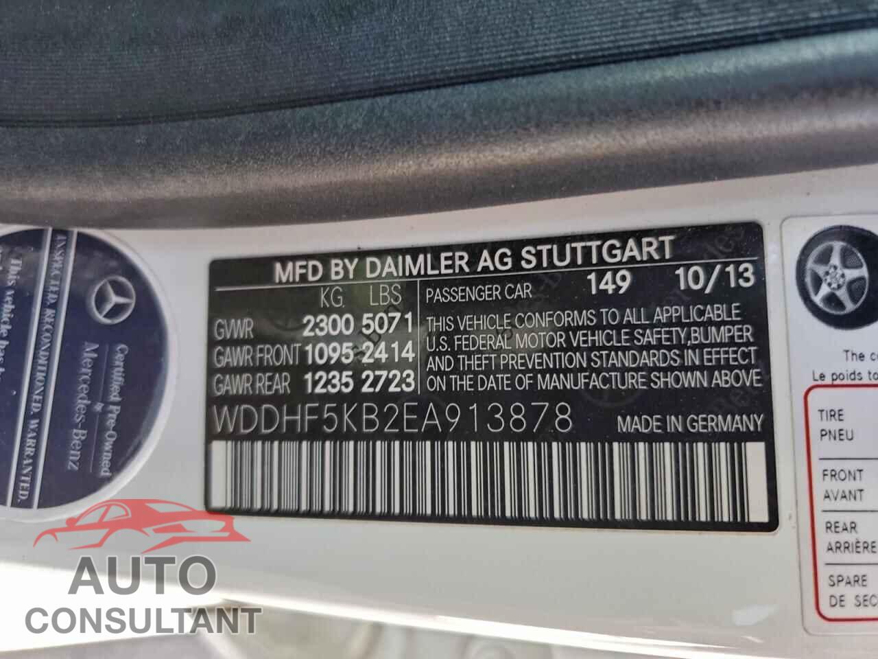 MERCEDES-BENZ E-CLASS 2014 - WDDHF5KB2EA913878