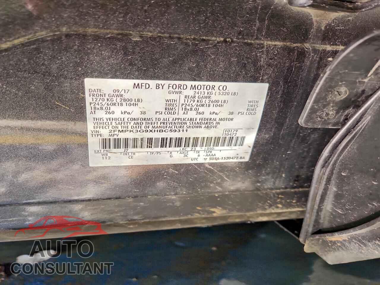 FORD EDGE 2017 - 2FMPK3G9XHBC59311