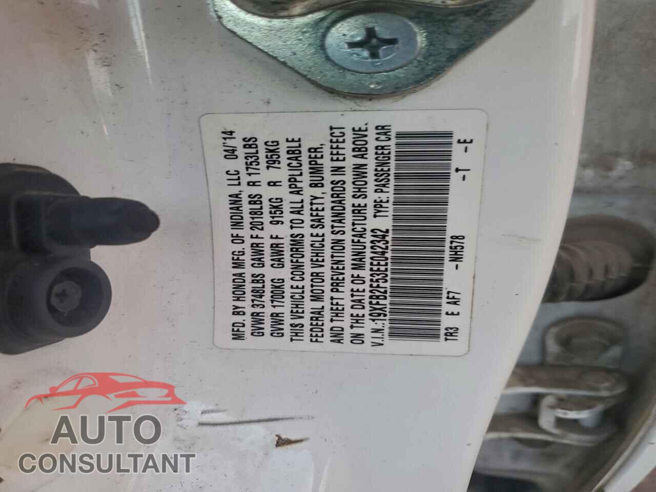 HONDA CIVIC 2014 - 19XFB2F53EE042342