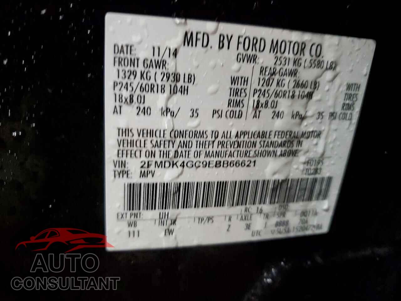 FORD EDGE 2014 - 2FMDK4GC9EBB66621