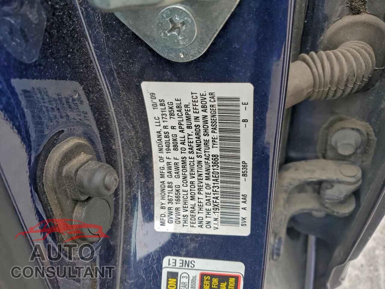 HONDA CIVIC 2010 - 19XFA1F31AE013668
