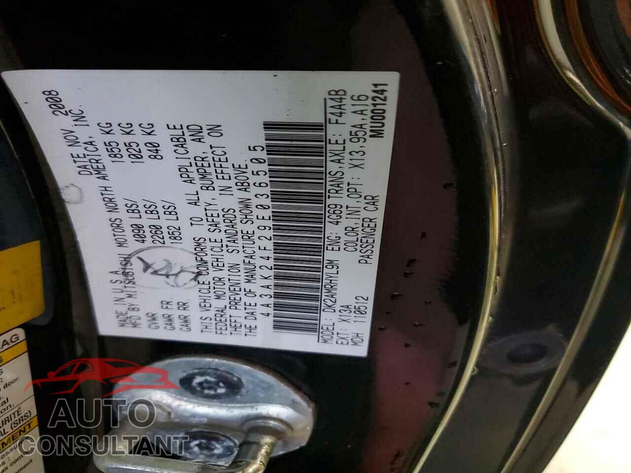 MITSUBISHI ECLIPSE 2009 - 4A3AK24F29E036505