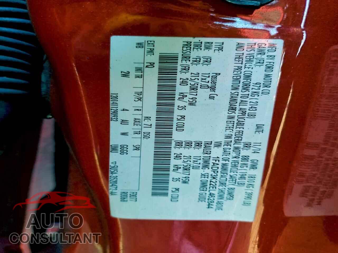FORD FOCUS 2014 - 1FADP3K22EL462844