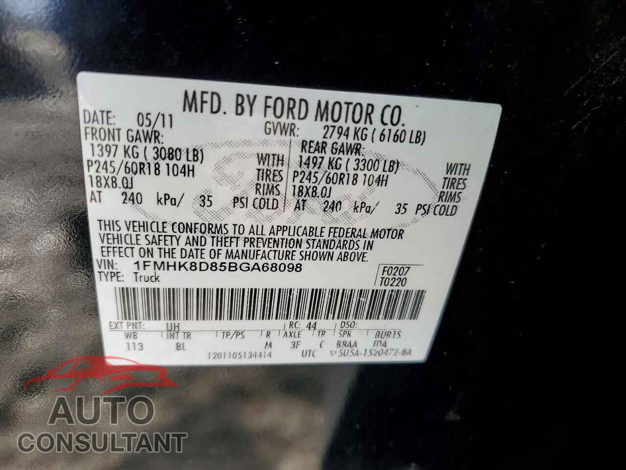 FORD EXPLORER 2011 - 1FMHK8D85BGA68098