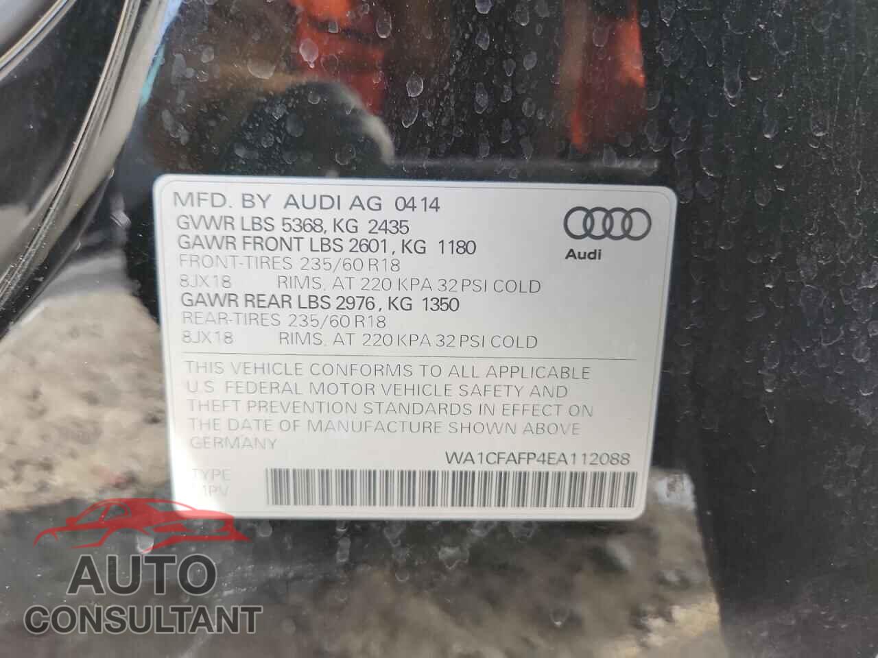 AUDI Q5 2014 - WA1CFAFP4EA112088