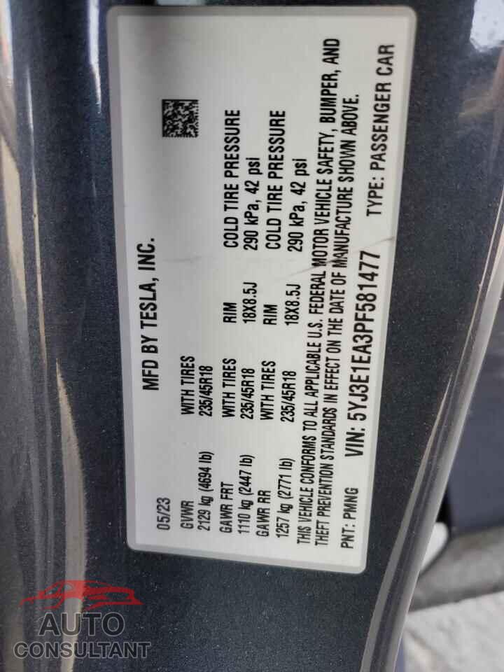 TESLA MODEL 3 2023 - 5YJ3E1EA3PF581477