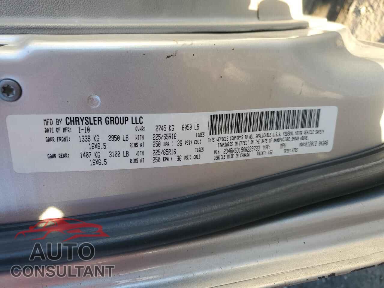 DODGE CARAVAN 2010 - 2D4RN5D19AR229733