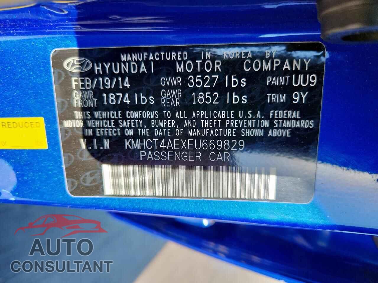 HYUNDAI ACCENT 2014 - KMHCT4AEXEU669829