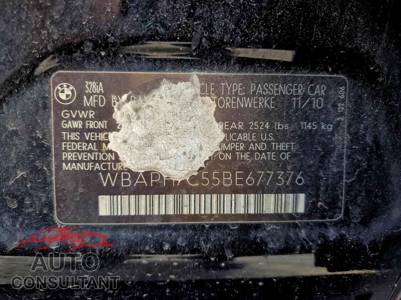 BMW 3 SERIES 2011 - WBAPH7C55BE677376