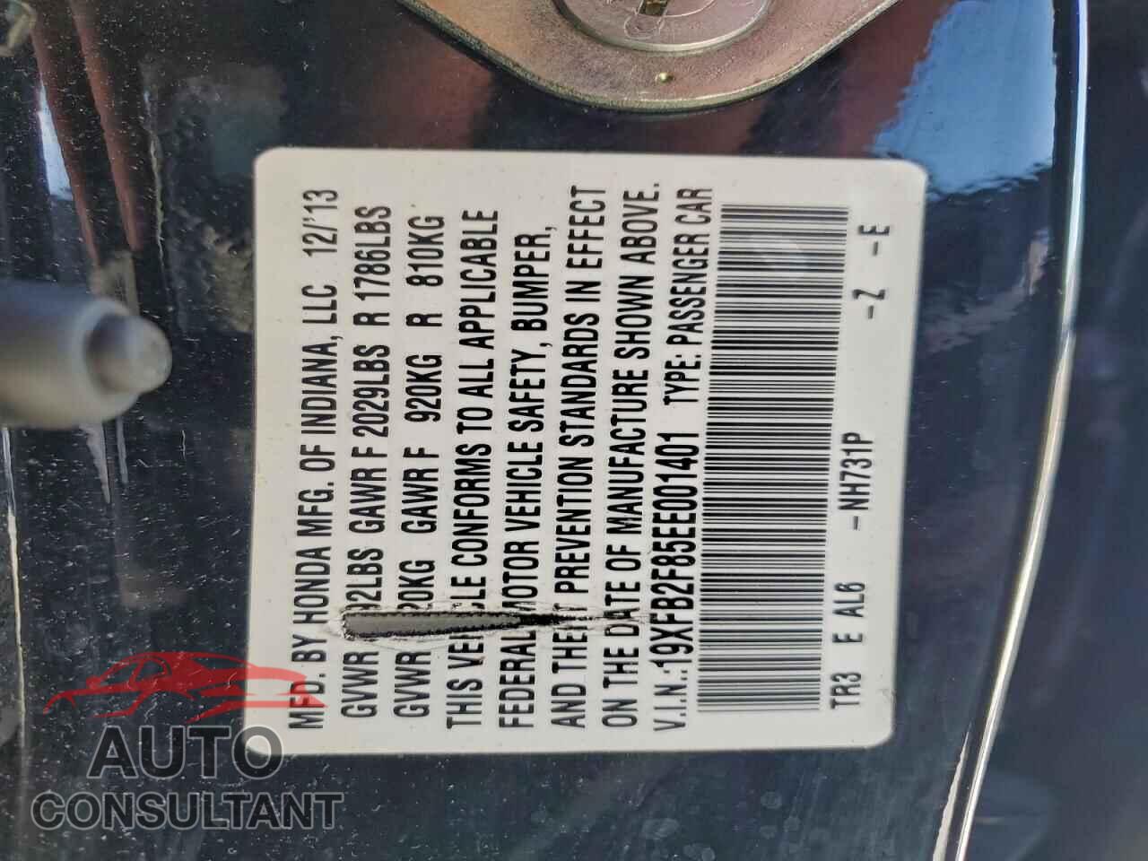 HONDA CIVIC 2014 - 19XFB2F85EE001401