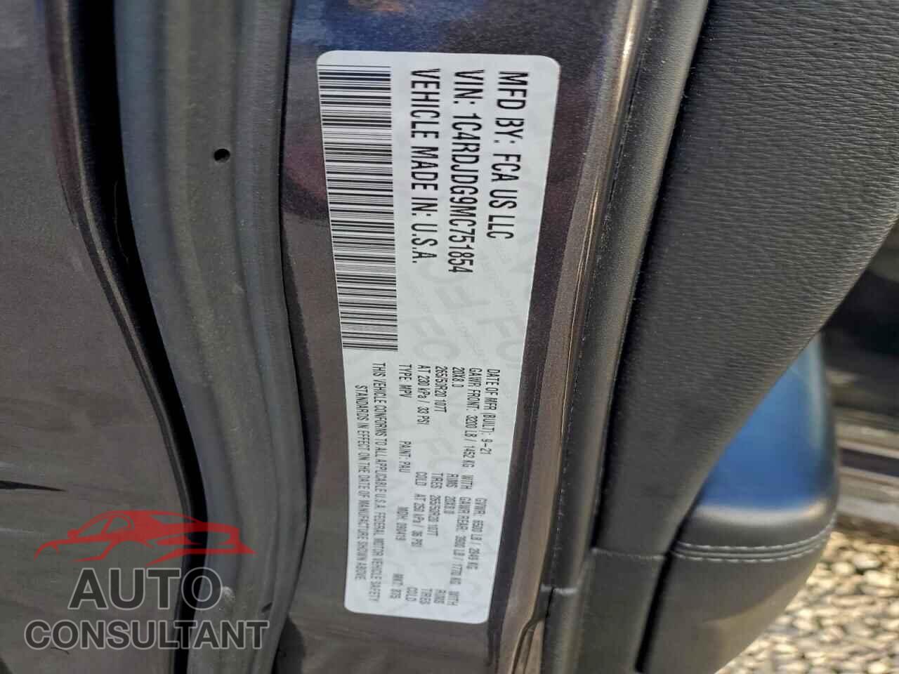 DODGE DURANGO 2021 - 1C4RDJDG9MC751854