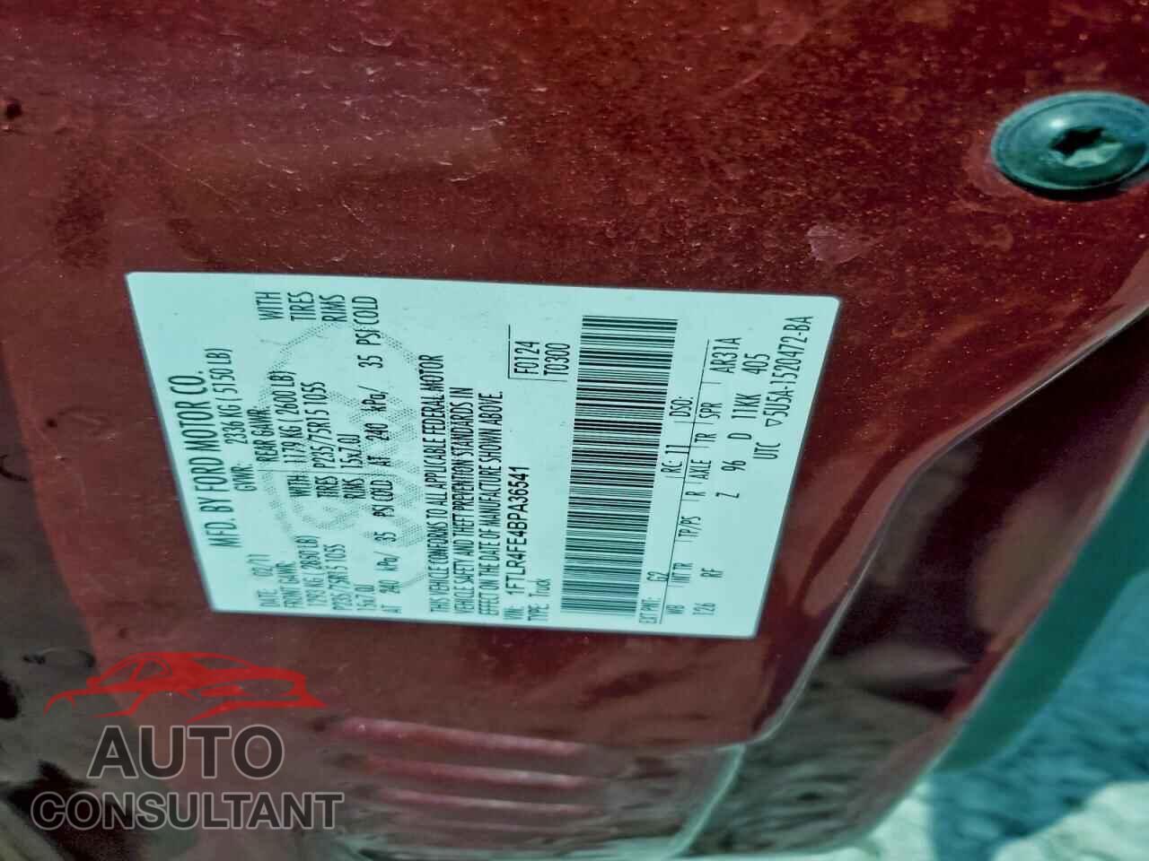 FORD RANGER 2011 - 1FTLR4FE4BPA36541