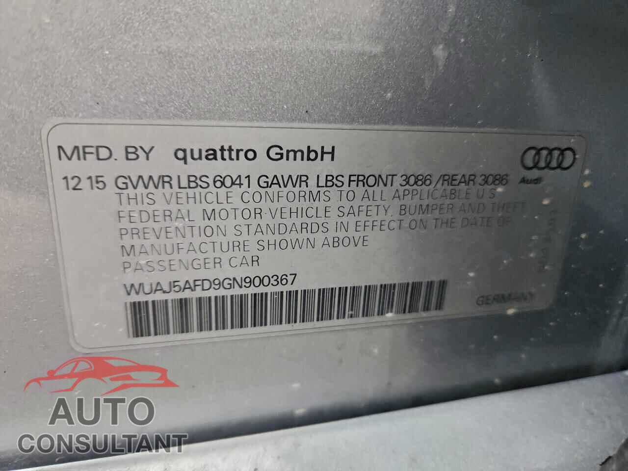 AUDI S8 2016 - WUAJ5AFD9GN900367
