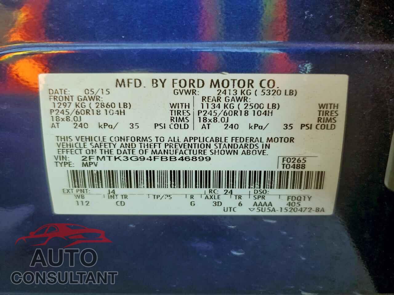 FORD EDGE 2015 - 2FMTK3G94FBB46899