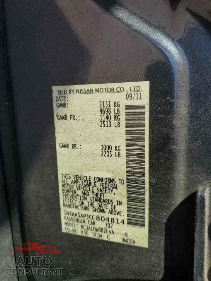 NISSAN MAXIMA 2012 - 1N4AA5AP3CC804814