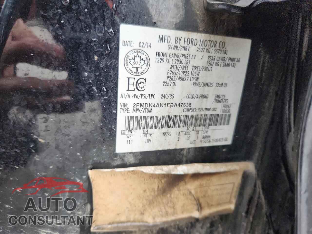 FORD EDGE 2014 - 2FMDK4AK1EBA47638