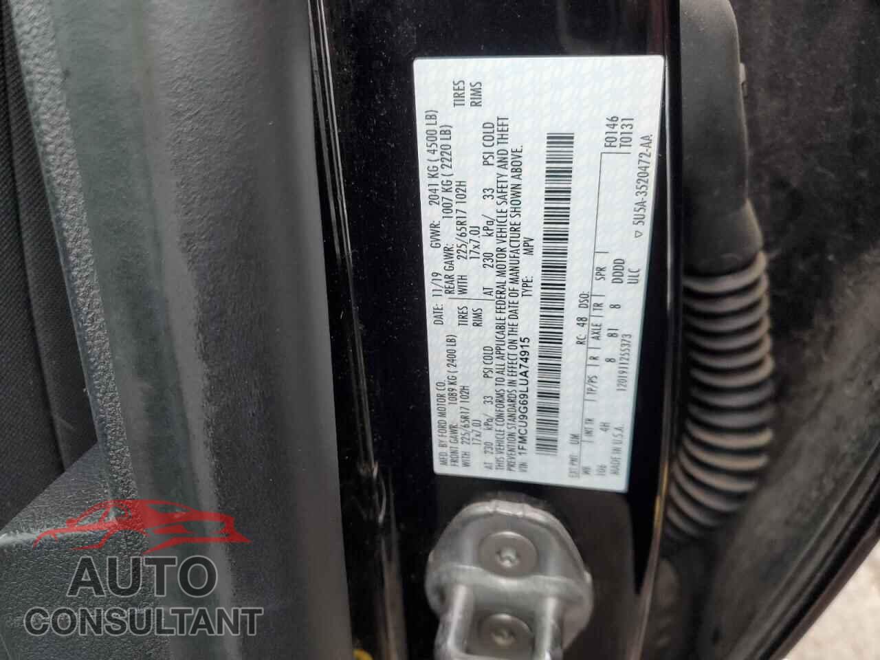 FORD ESCAPE 2020 - 1FMCU9G69LUA74915