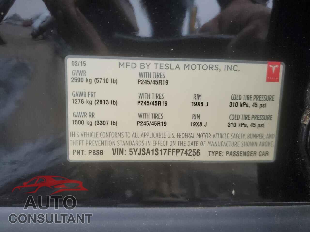 TESLA MODEL S 2015 - 5YJSA1S17FFP74256