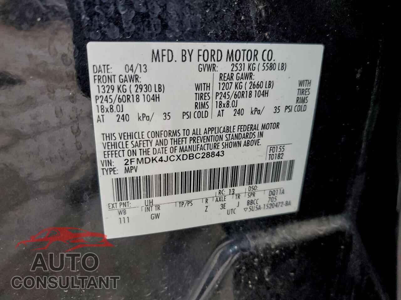 FORD EDGE 2013 - 2FMDK4JCXDBC28843