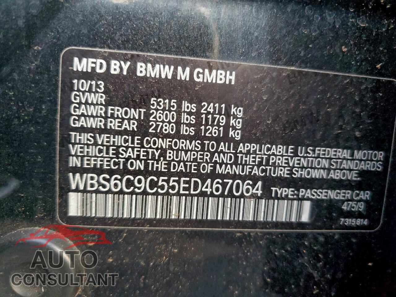 BMW M6 2014 - WBS6C9C55ED467064