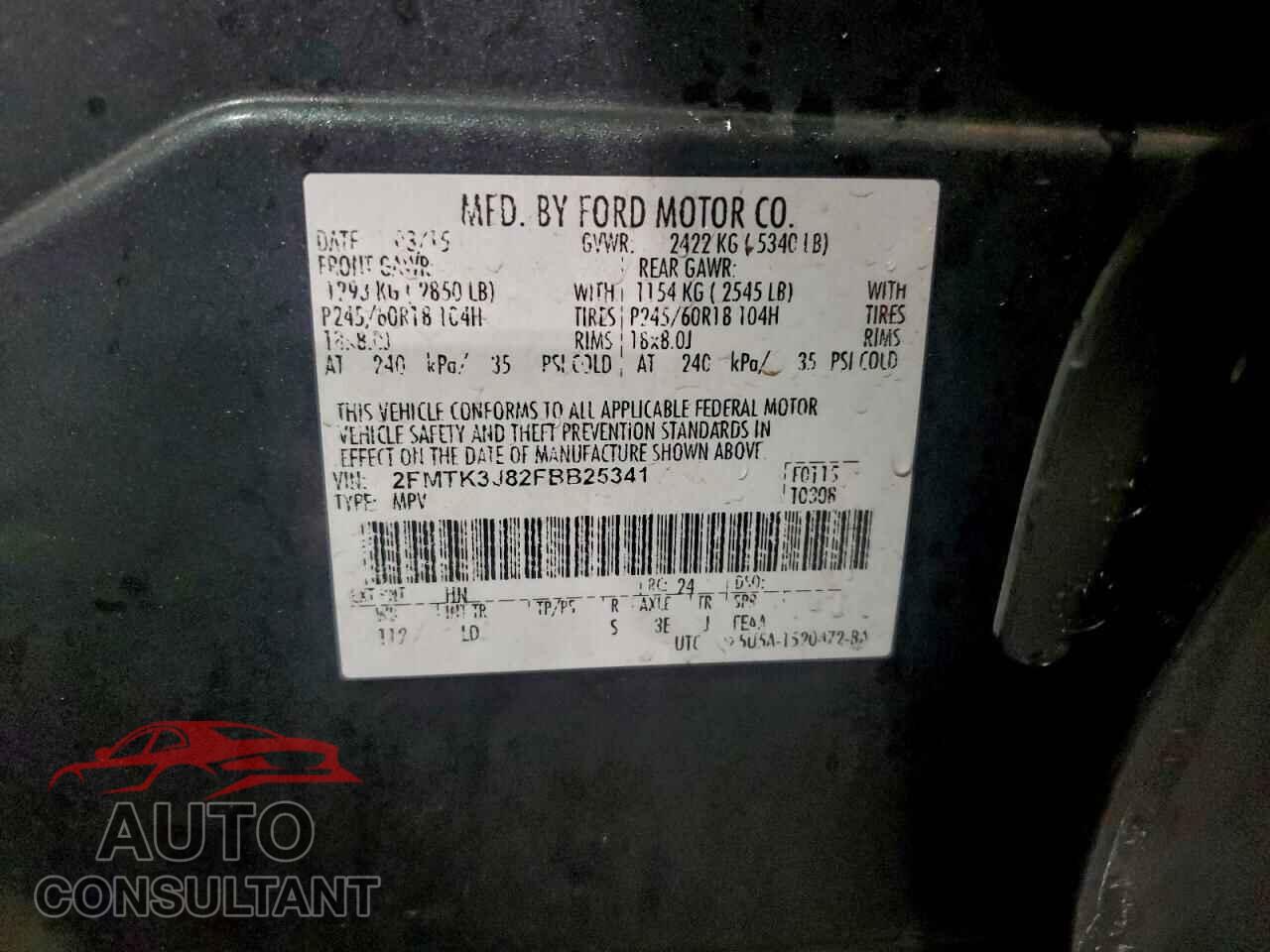 FORD EDGE 2015 - 2FMTK3J82FBB25341