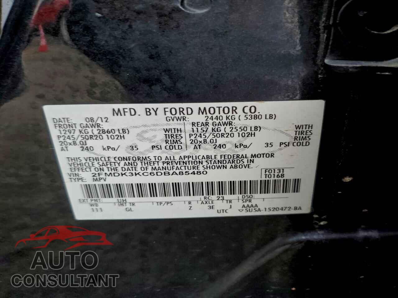 FORD EDGE 2013 - 2FMDK3KC6DBA85480