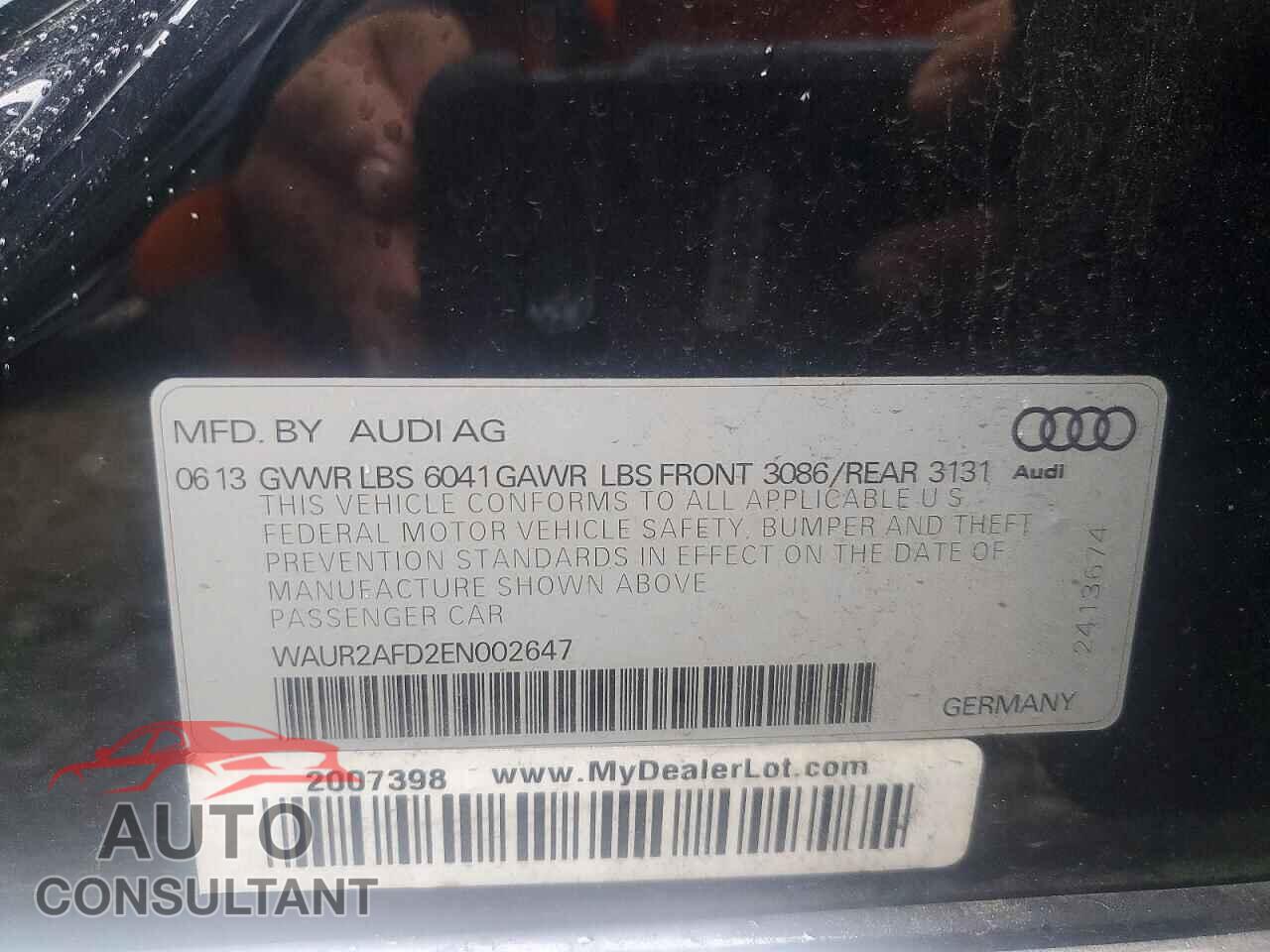 AUDI A8 2014 - WAUR2AFD2EN002647