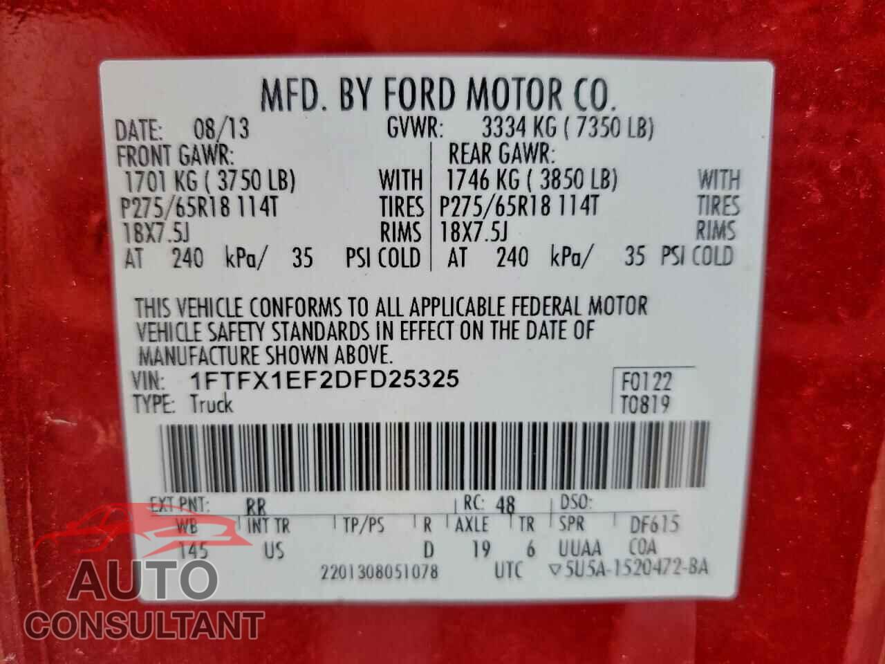 FORD F-150 2013 - 1FTFX1EF2DFD25325