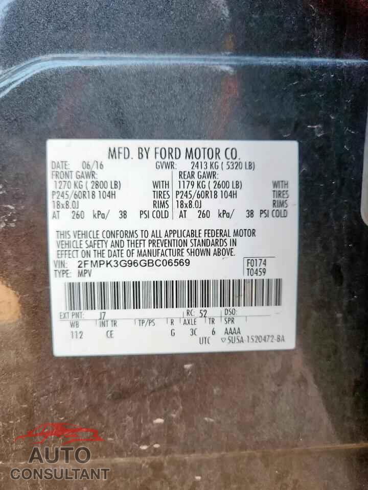 FORD EDGE 2016 - 2FMPK3G96GBC06569