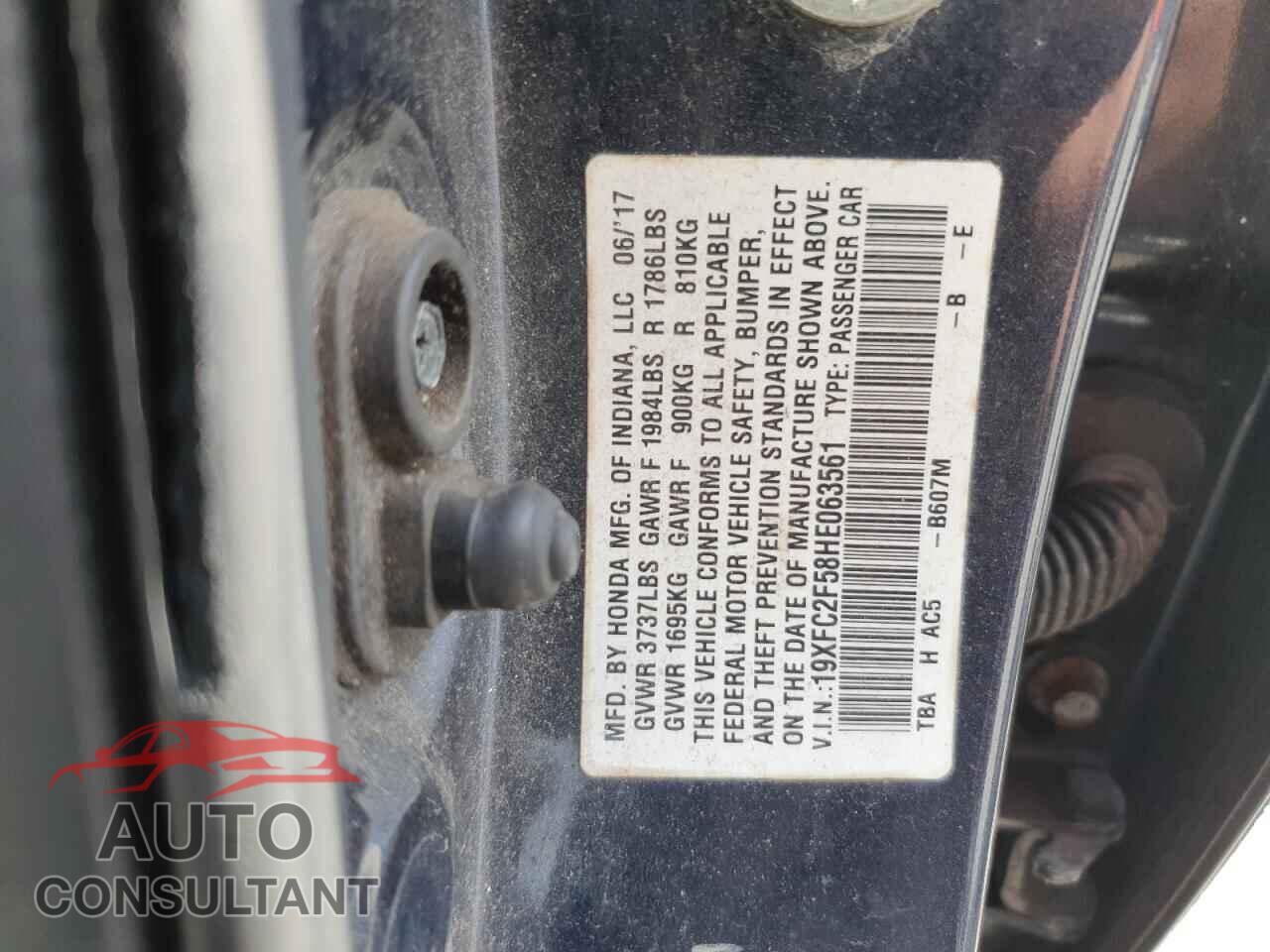 HONDA CIVIC 2017 - 19XFC2F58HE063561