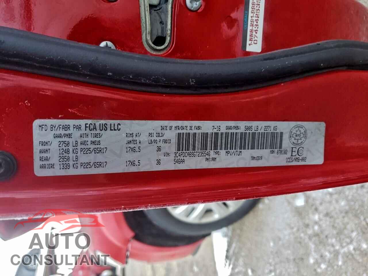 DODGE JOURNEY 2016 - 3C4PDCAB9GT235546