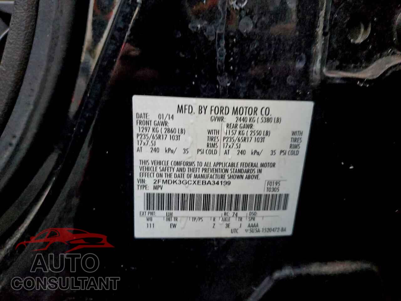 FORD EDGE 2014 - 2FMDK3GCXEBA34199