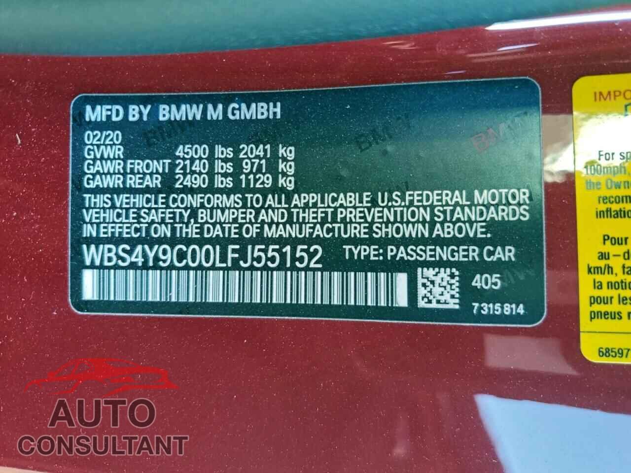 BMW M4 2020 - WBS4Y9C00LFJ55152