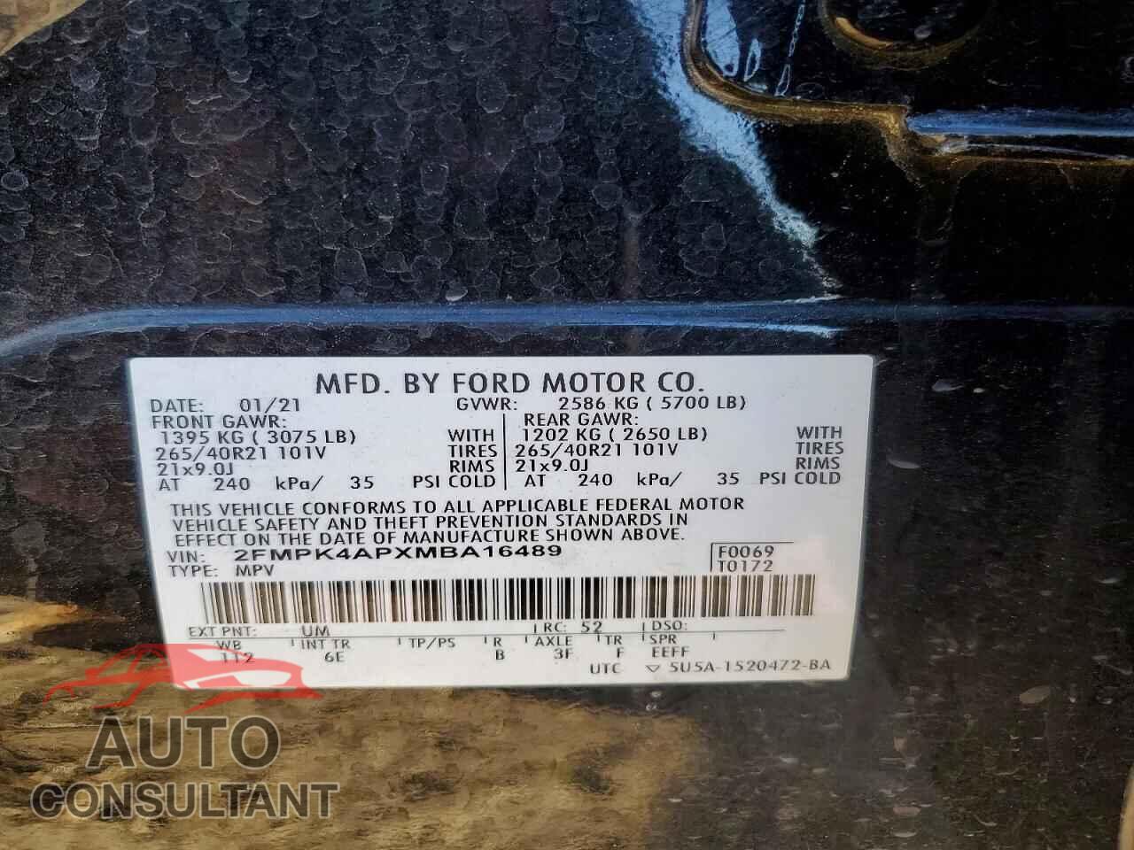 FORD EDGE 2021 - 2FMPK4APXMBA16489