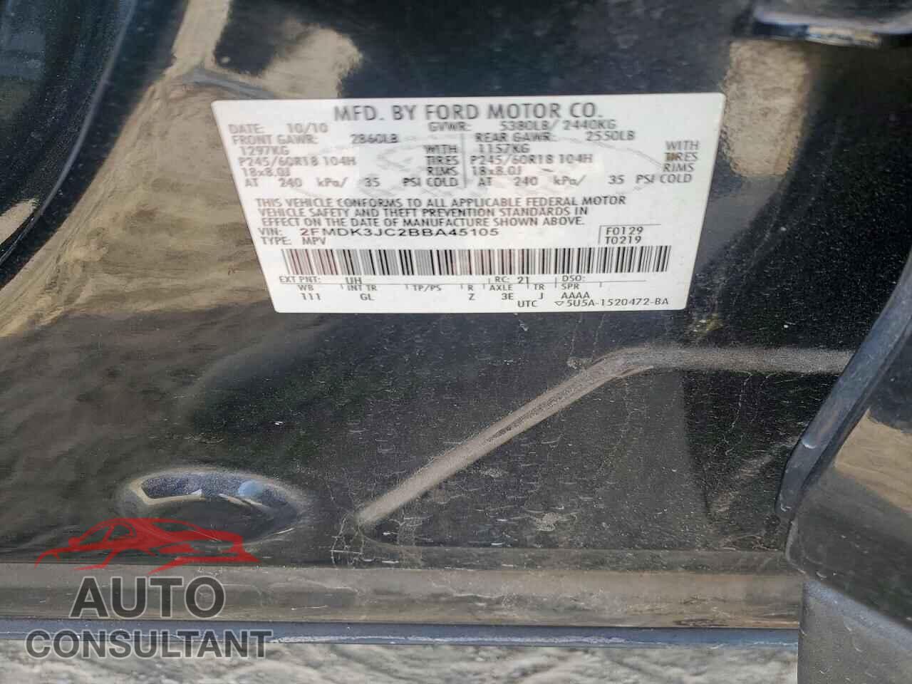 FORD EDGE 2011 - 2FMDK3JC2BBA45105