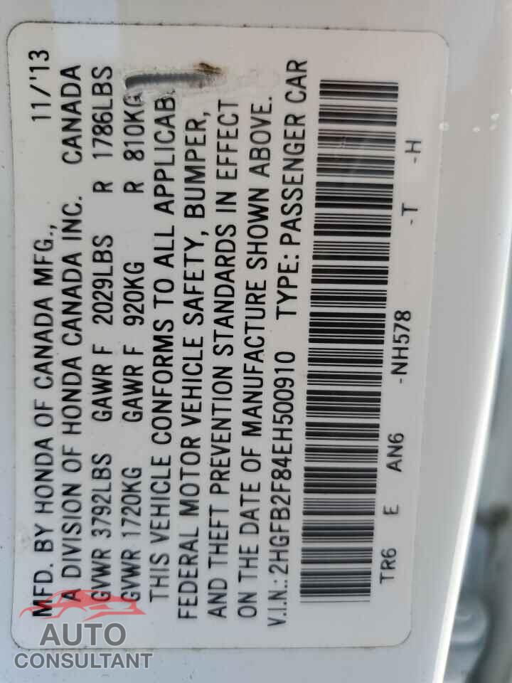 HONDA CIVIC 2014 - 2HGFB2F84EH500910