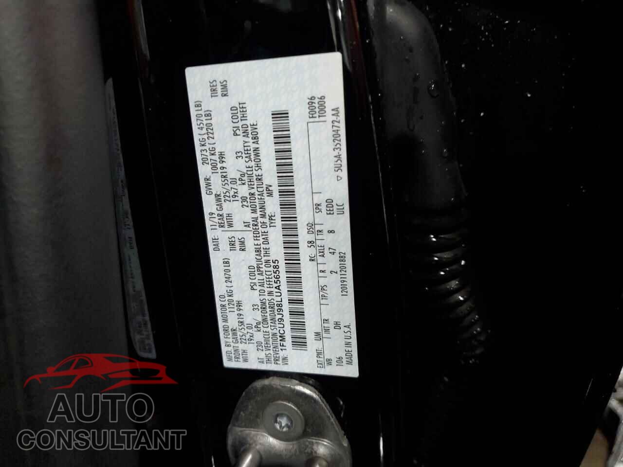 FORD ESCAPE 2020 - 1FMCU9J98LUA56585