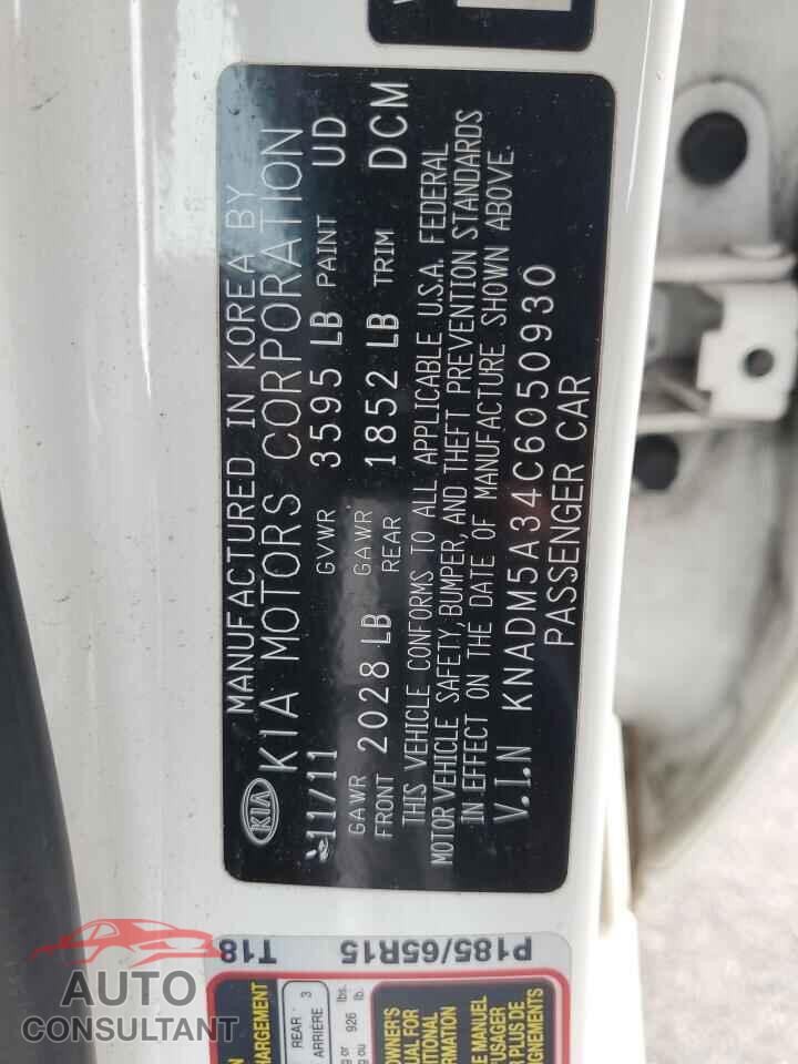 KIA RIO 2012 - KNADM5A34C6050930