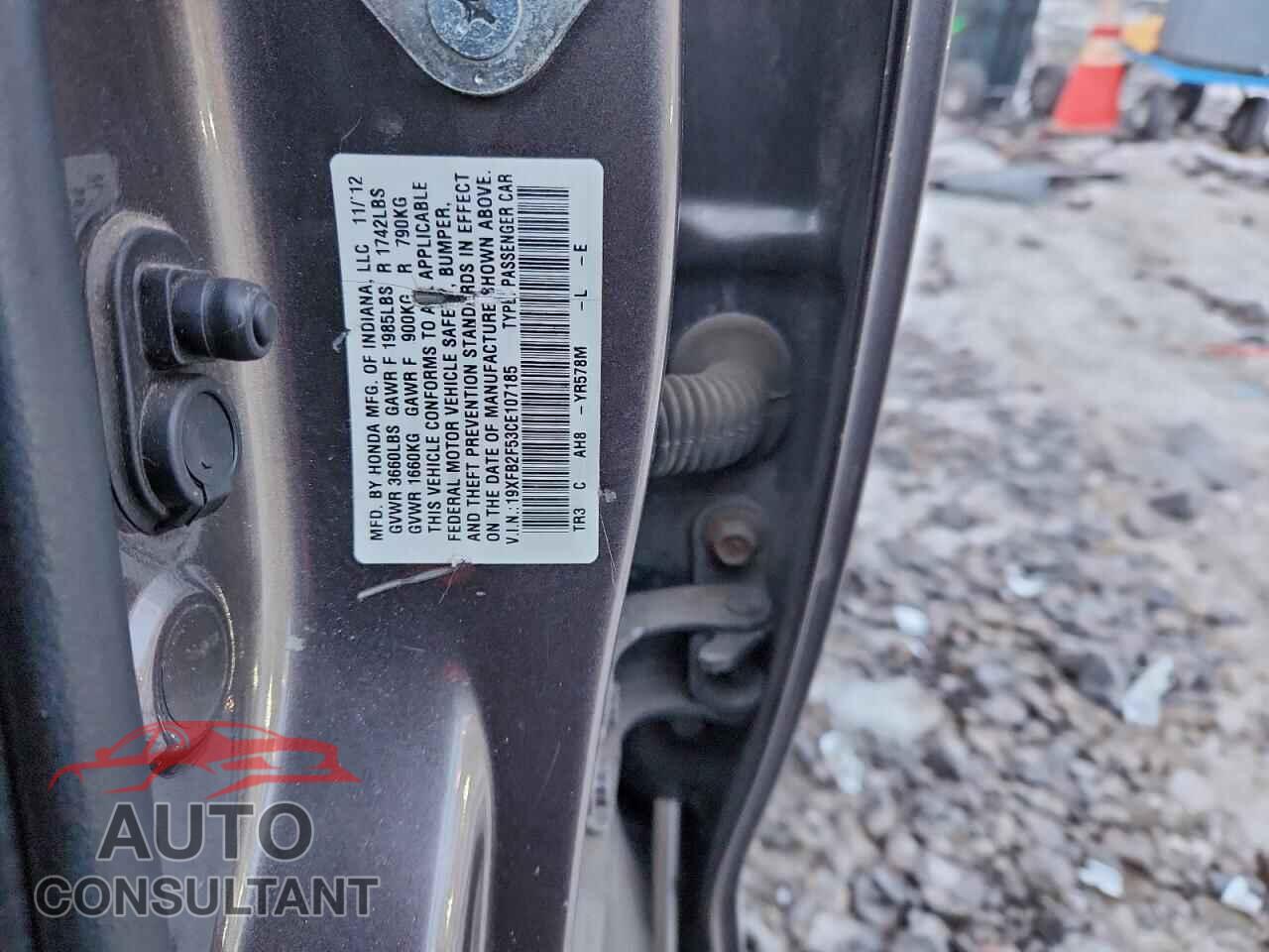 HONDA CIVIC 2012 - 19XFB2F53CE107185