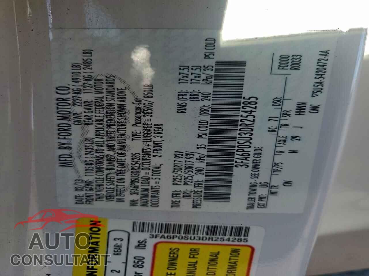 FORD FUSION 2013 - 3FA6P0SU3DR254285