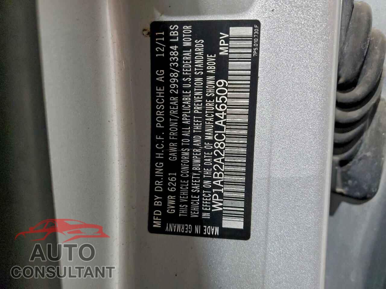 PORSCHE CAYENNE 2012 - WP1AB2A28CLA46509