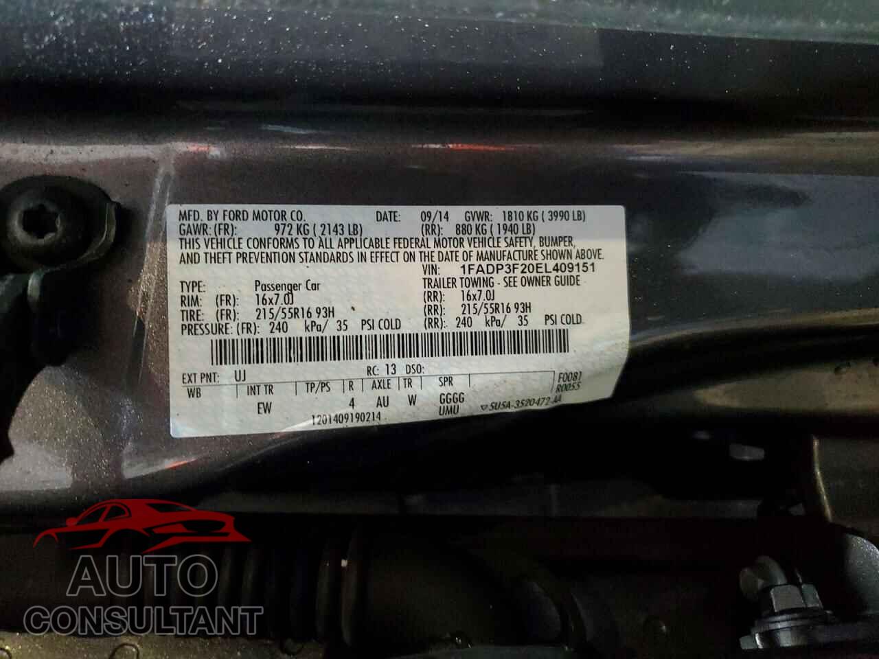 FORD FOCUS 2014 - 1FADP3F20EL409151