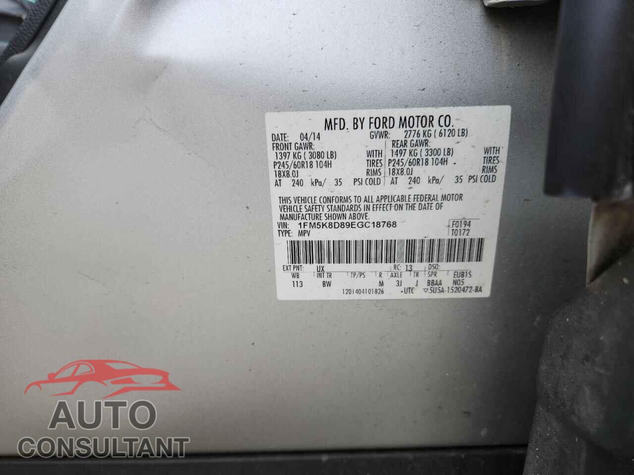 FORD EXPLORER 2014 - 1FM5K8D89EGC18768