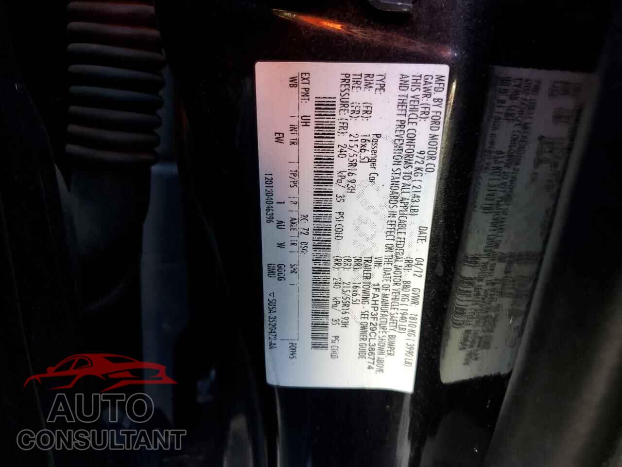 FORD FOCUS 2012 - 1FAHP3F29CL386774