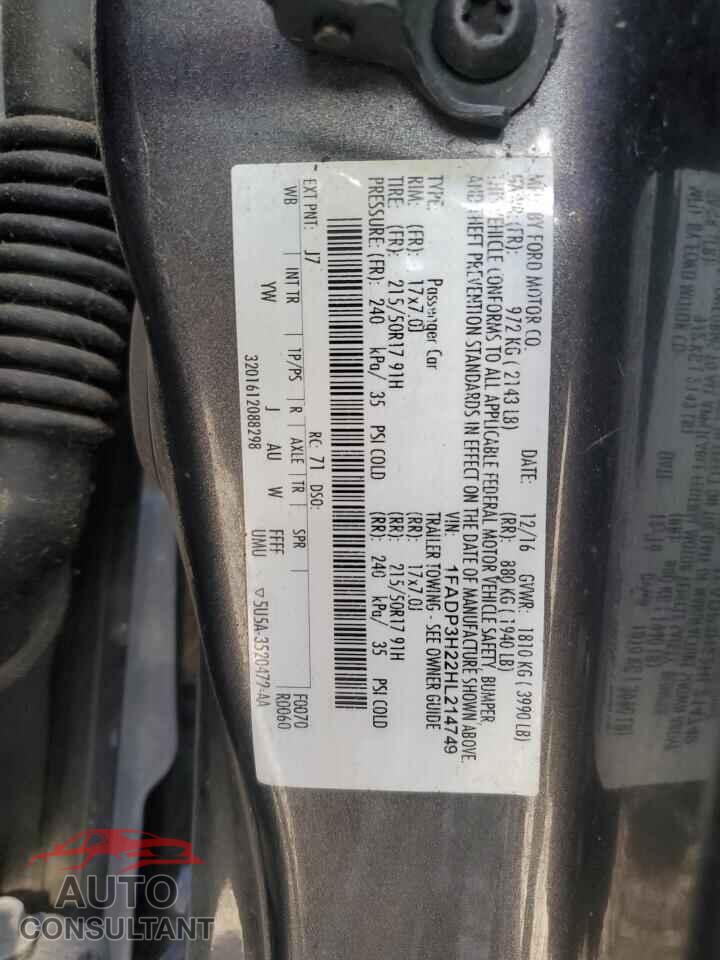 FORD FOCUS 2017 - 1FADP3H22HL214749