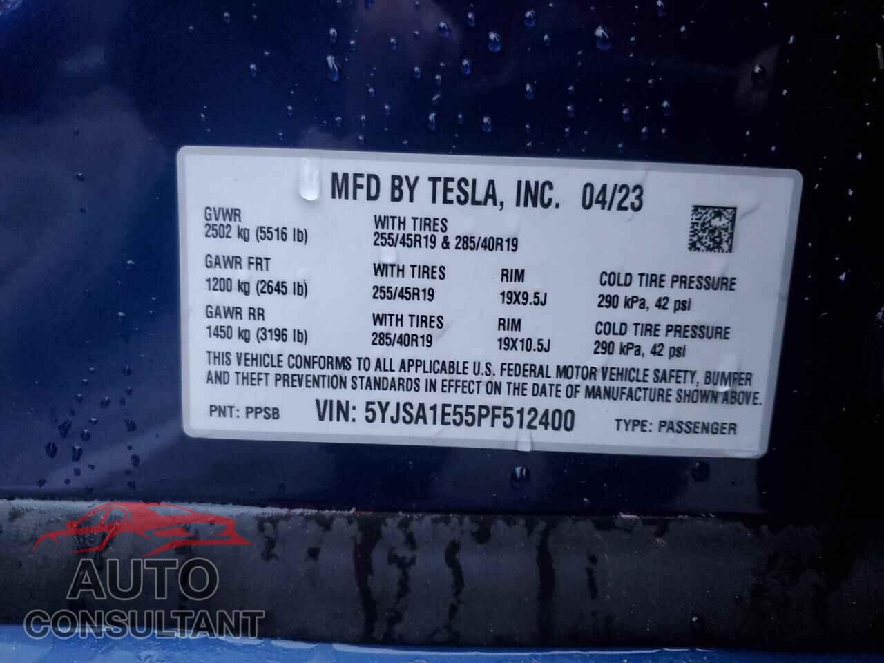 TESLA MODEL S 2023 - 5YJSA1E55PF512400