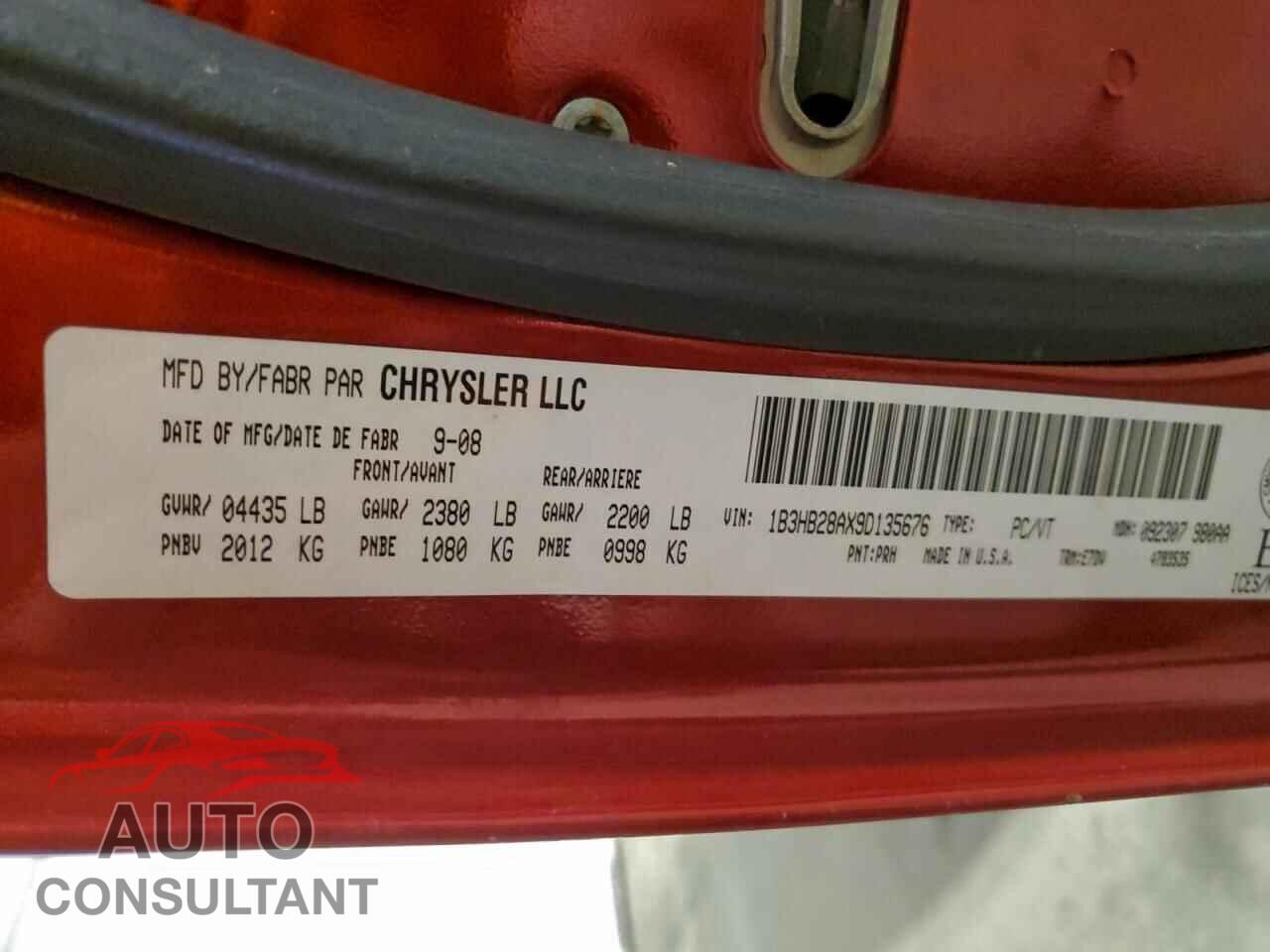 DODGE CALIBER 2009 - 1B3HB28AX9D135676