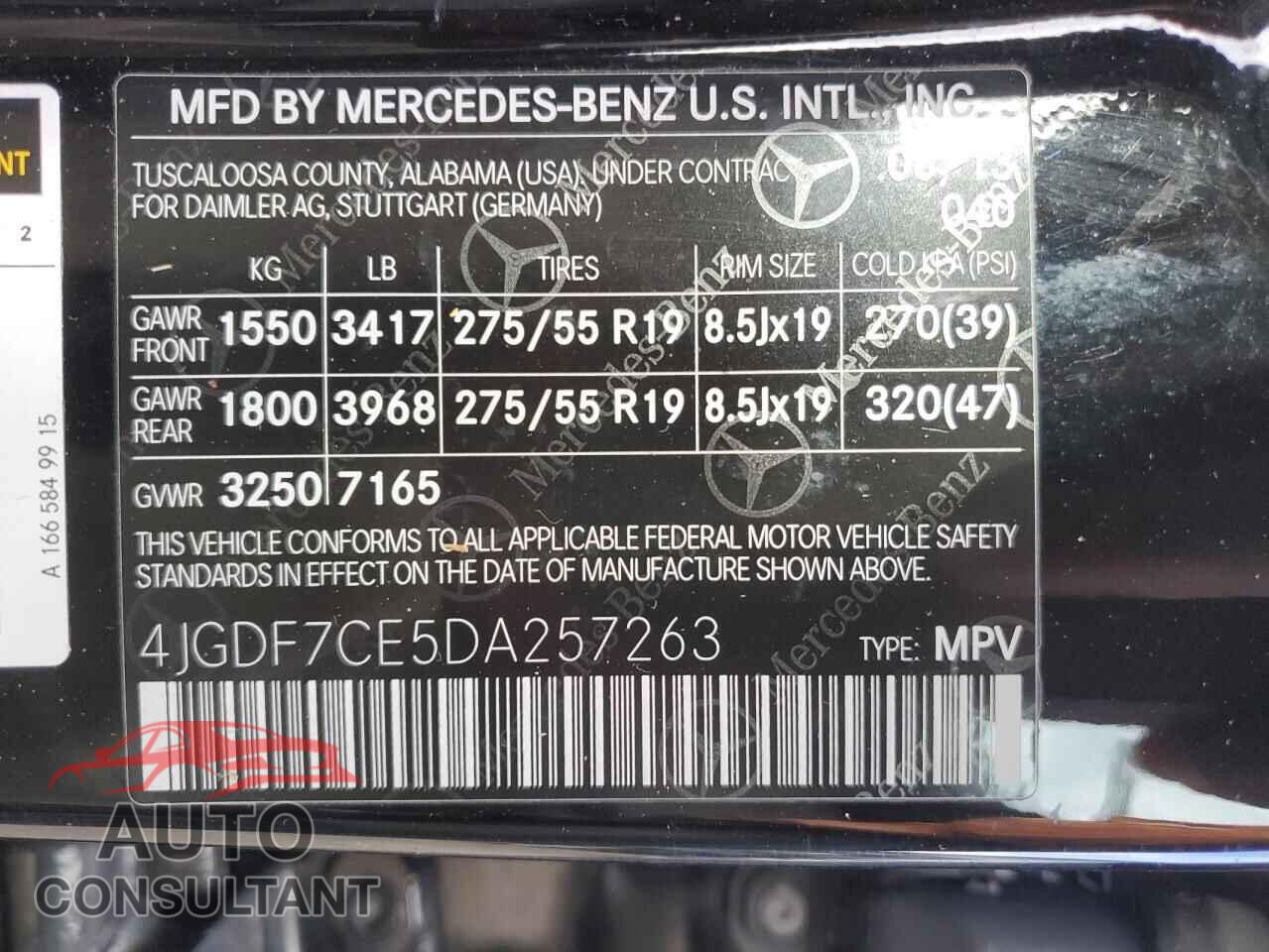MERCEDES-BENZ GL-CLASS 2013 - 4JGDF7CE5DA257263