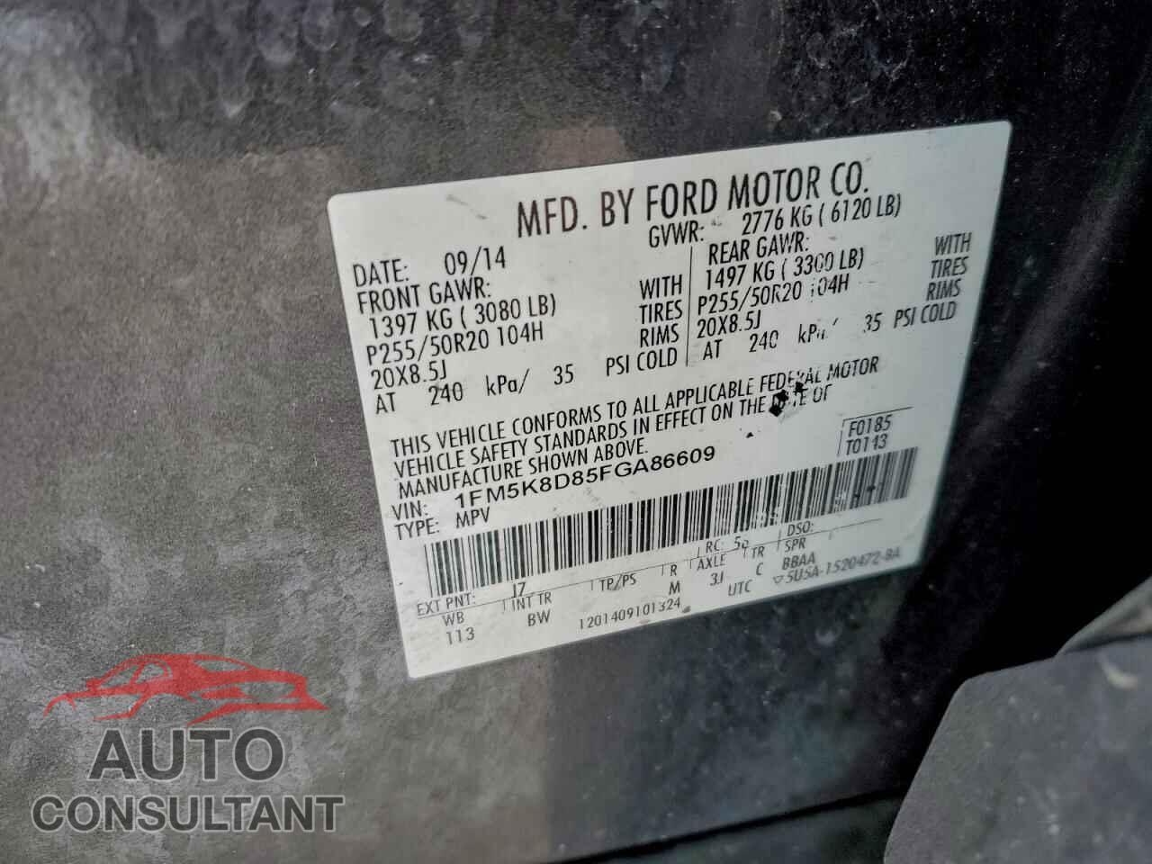 FORD EXPLORER 2015 - 1FM5K8D85FGA86609