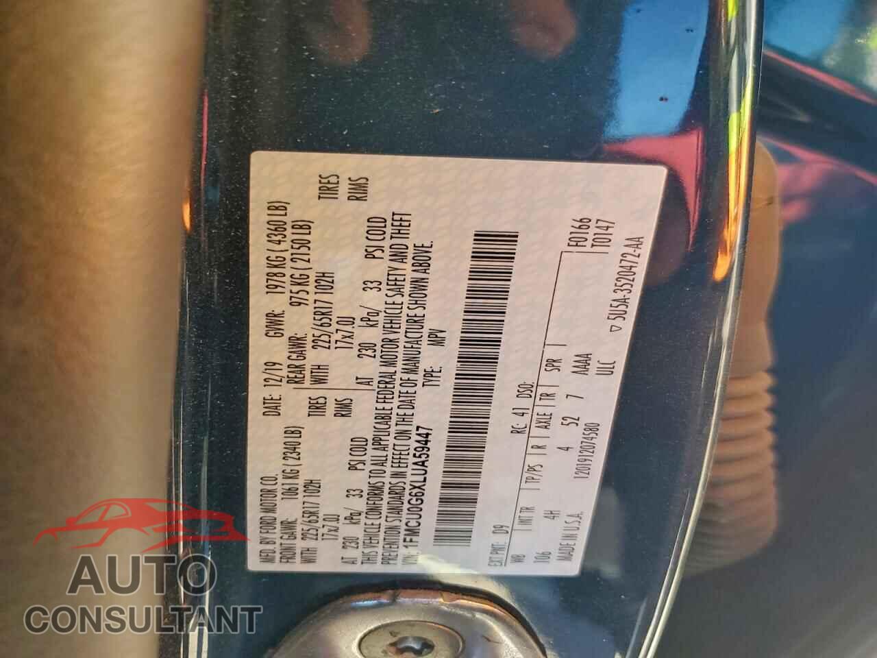 FORD ESCAPE 2020 - 1FMCU0G6XLUA59447